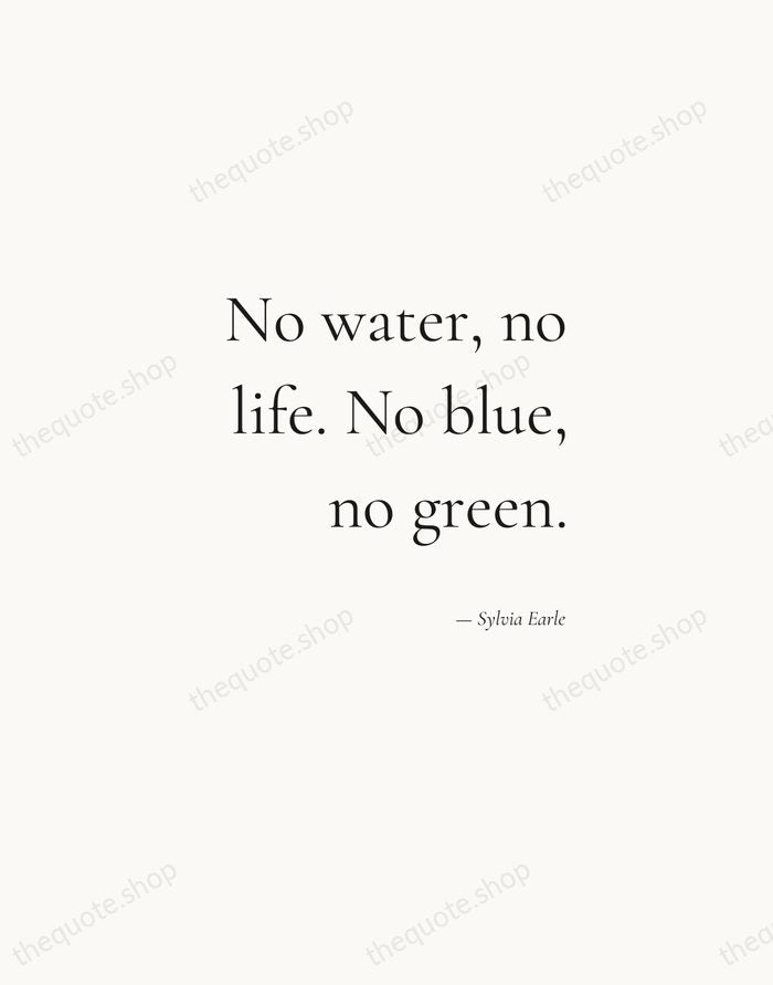 No water, no life. No blue, no green. — Sylvia Earle — Soft Serif Right