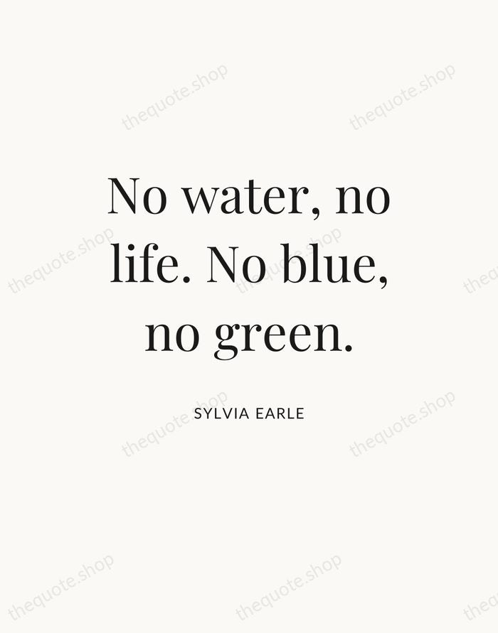 No water, no life. No blue, no green. — Sylvia Earle — Statement Serif