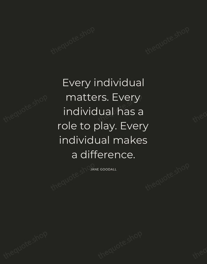 Every individual matters. Every individual has a role to play. Every individual… — Jane Goodall — Charcoal Sans