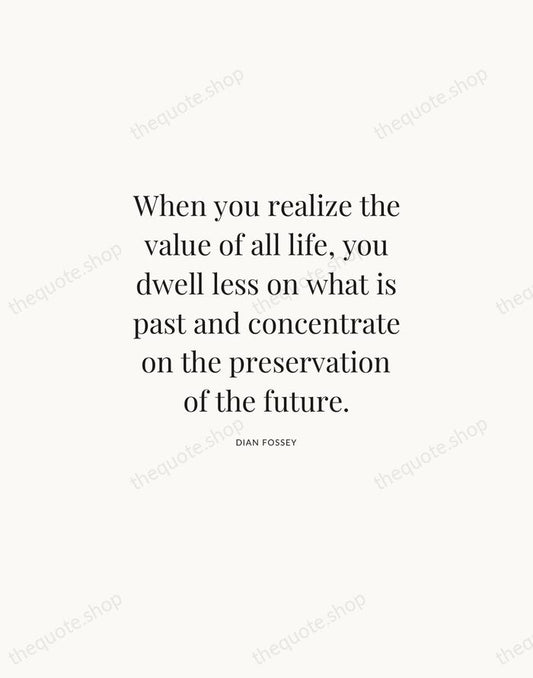 When you realize the value of all life, you dwell less on… — Dian Fossey | Printable Wall Art — Atelier Serif
