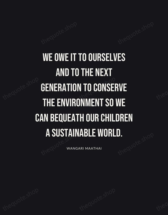 We owe it to ourselves and to the next generation to conserve… — Wangari Maathai | Printable Wall Art — Poster Condensed
