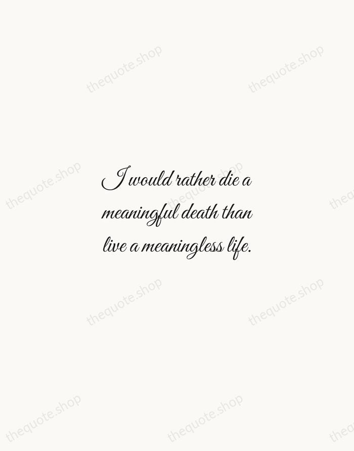 I would rather die a meaningful death than live a meaningless life. — Corazon Aquino — Script Whisper