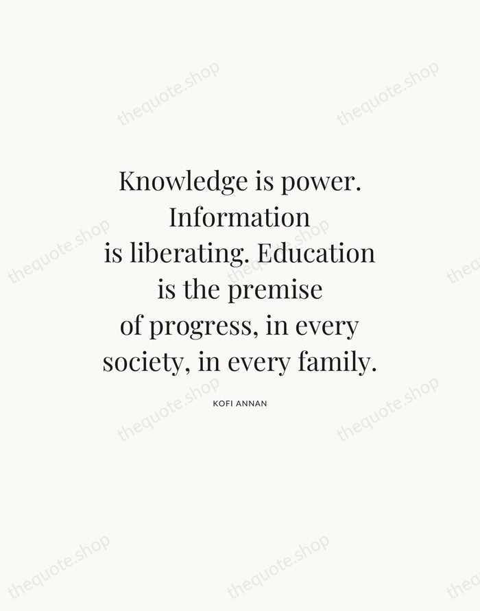 Knowledge is power. Information is liberating. Education is the premise of progress… — Kofi Annan — Statement Serif
