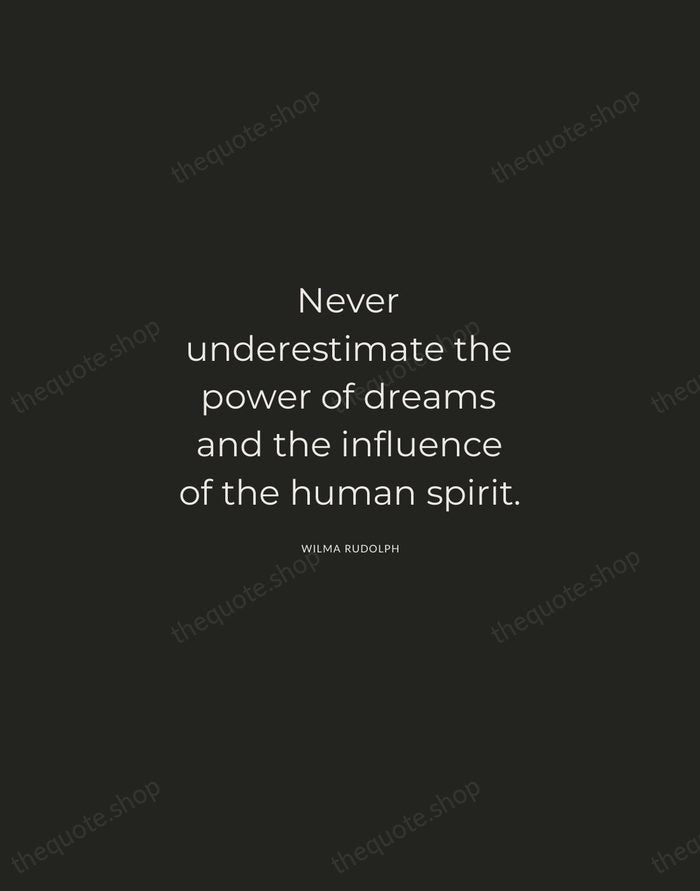 Never underestimate the power of dreams and the influence of the human… — Wilma Rudolph — Charcoal Sans