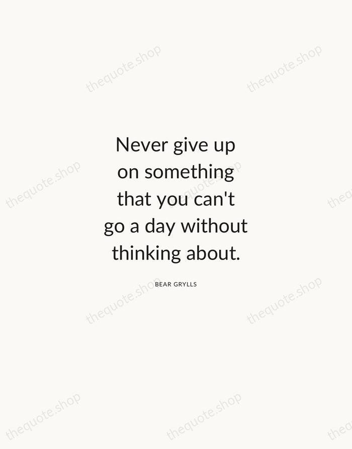 Never give up on something that you can't go a day without… — Bear Grylls — Modern Sans Calm