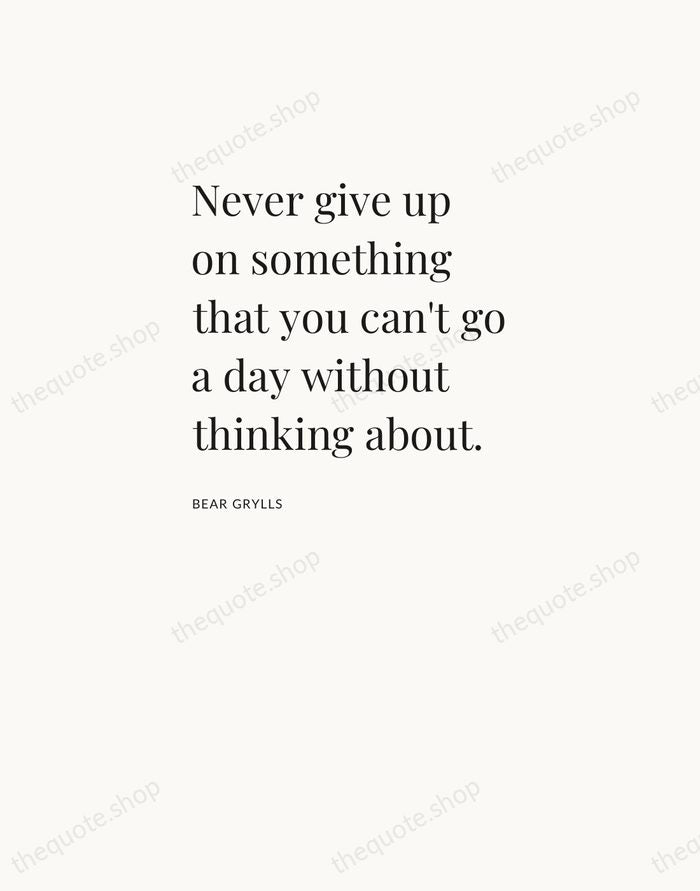 Never give up on something that you can't go a day without… — Bear Grylls — Asymmetric Left