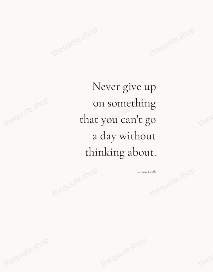 Never give up on something that you can't go a day without… — Bear Grylls — Soft Serif Right