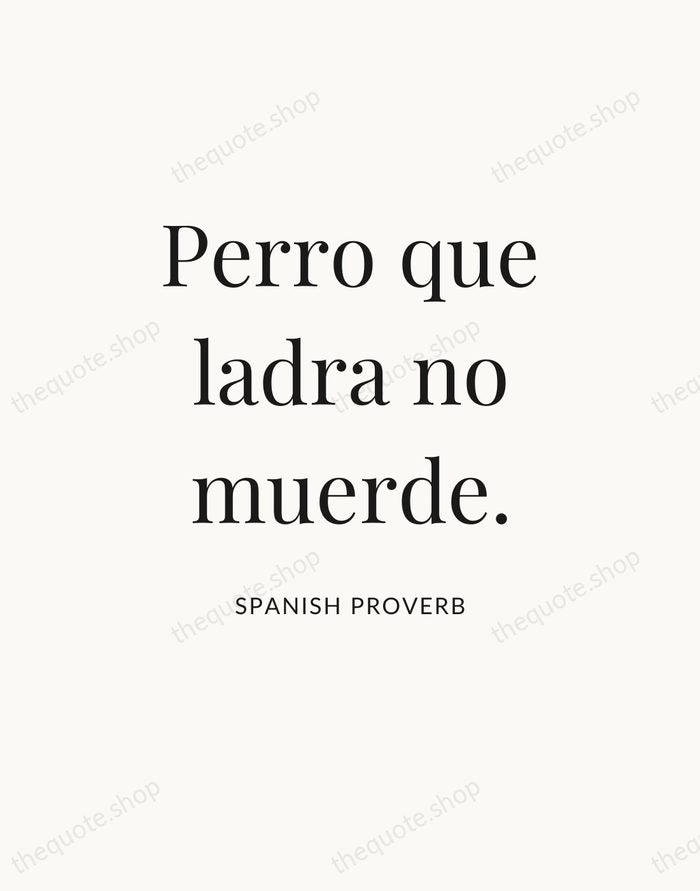 Perro que ladra no muerde. — Spanish Proverb — Statement Serif
