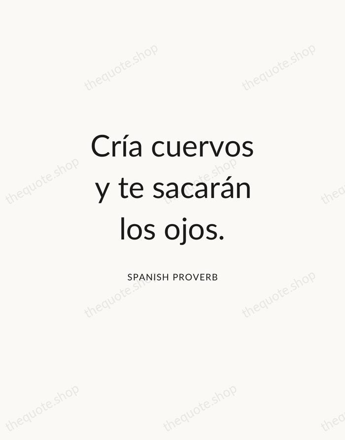 Cría cuervos y te sacarán los ojos. — Spanish Proverb — Modern Sans Calm