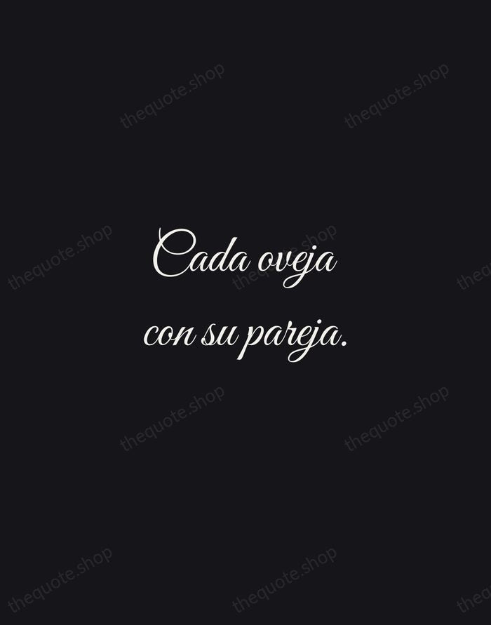 Cada oveja con su pareja. — Spanish Proverb — Night Script