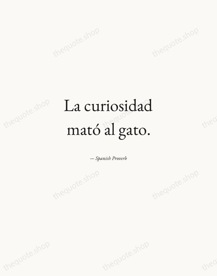 La curiosidad mató al gato. — Spanish Proverb — Quiet Garamond