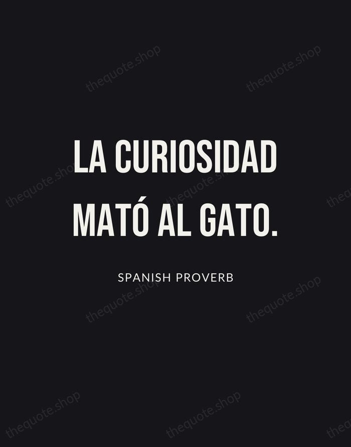 La curiosidad mató al gato. — Spanish Proverb | Printable Wall Art — Poster Condensed