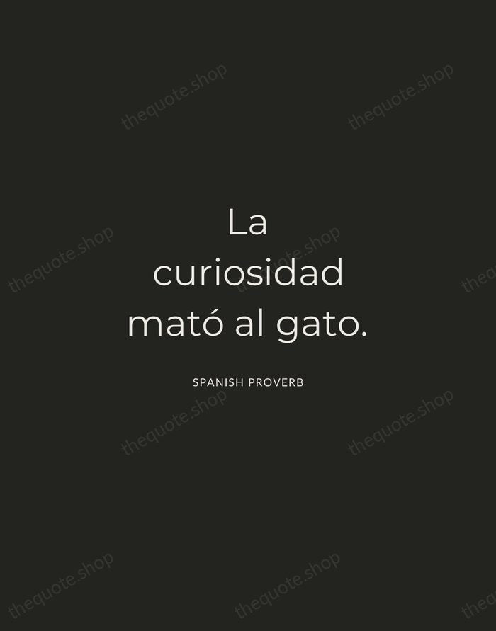 La curiosidad mató al gato. — Spanish Proverb — Charcoal Sans