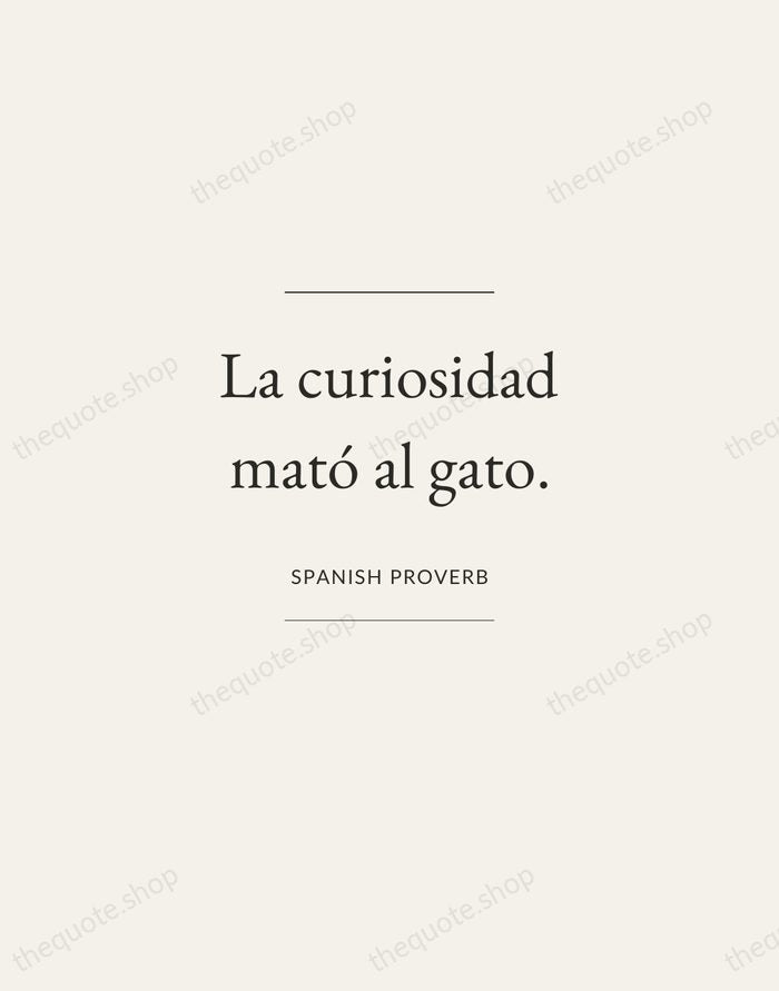 La curiosidad mató al gato. — Spanish Proverb — Gallery Frame