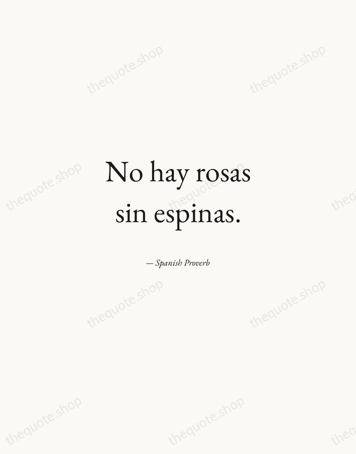 No hay rosas sin espinas. — Spanish Proverb — Quiet Garamond