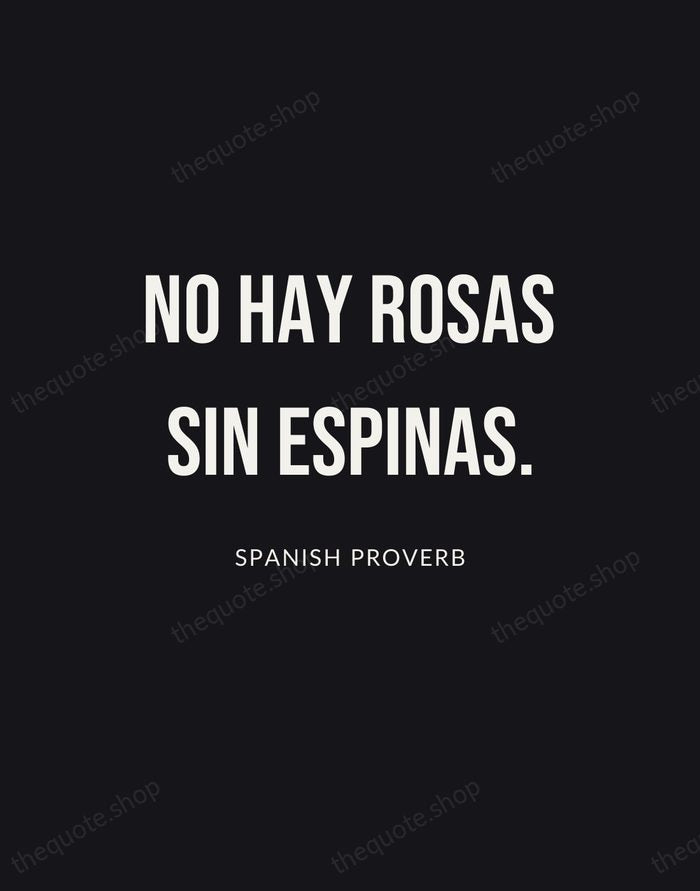 No hay rosas sin espinas. — Spanish Proverb | Printable Wall Art — Poster Condensed
