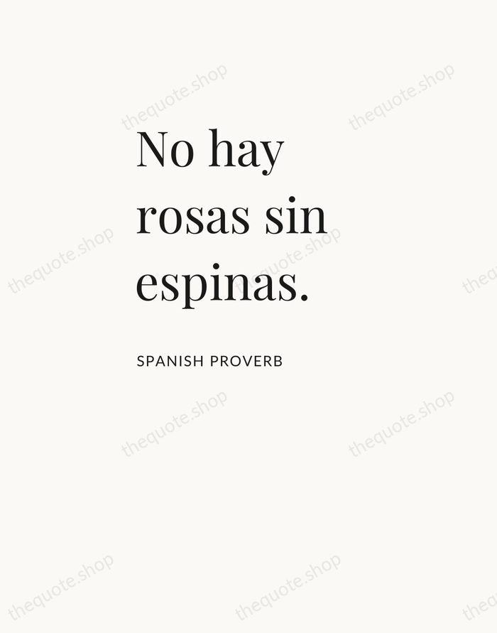 No hay rosas sin espinas. — Spanish Proverb — Asymmetric Left