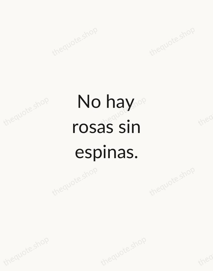 No hay rosas sin espinas. — Spanish Proverb — Minimal Unsigned