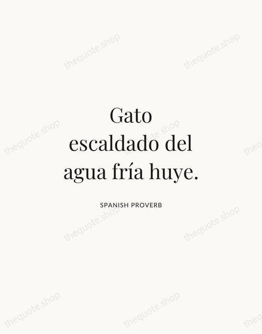 Gato escaldado del agua fría huye. — Spanish Proverb | Printable Wall Art — Atelier Serif