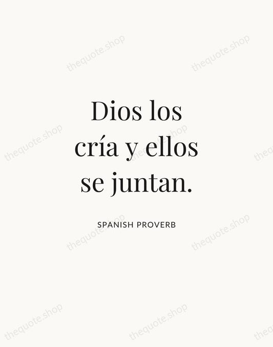 Dios los cría y ellos se juntan. — Spanish Proverb | Printable Wall Art — Atelier Serif