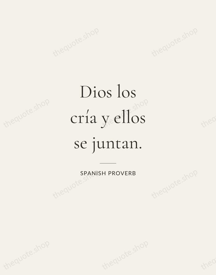 Dios los cría y ellos se juntan. — Spanish Proverb — Gallery Rule