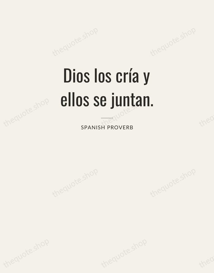 Dios los cría y ellos se juntan. — Spanish Proverb — Letterpress Caps