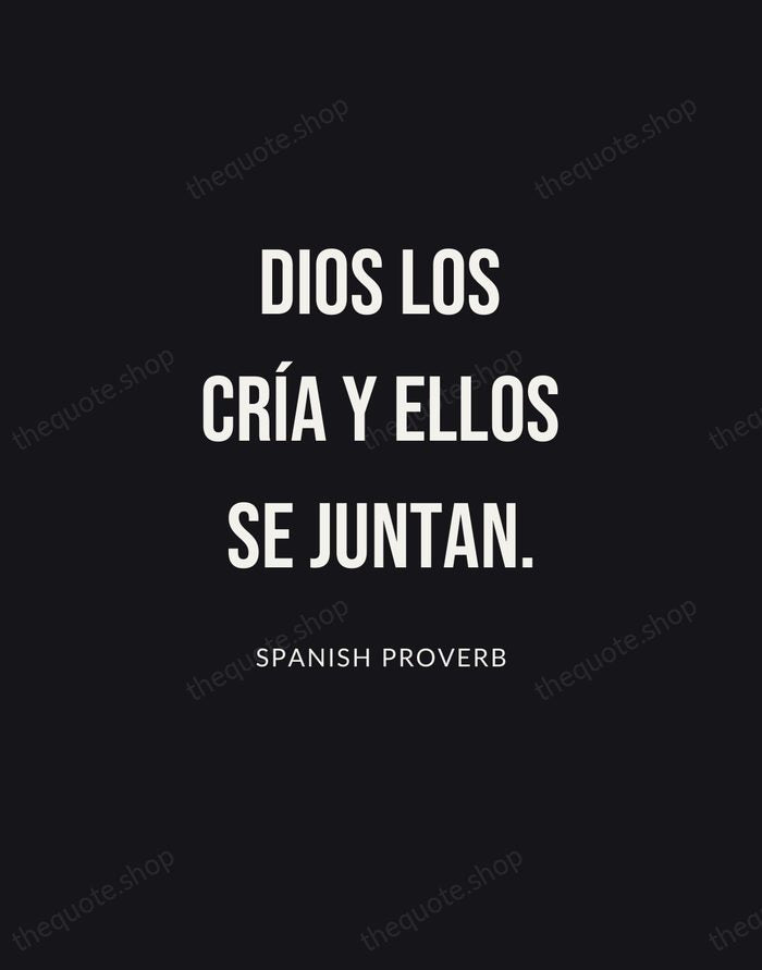 Dios los cría y ellos se juntan. — Spanish Proverb | Printable Wall Art — Poster Condensed