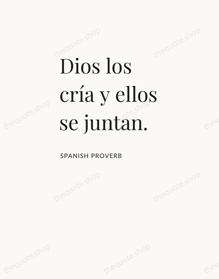 Dios los cría y ellos se juntan. — Spanish Proverb — Asymmetric Left