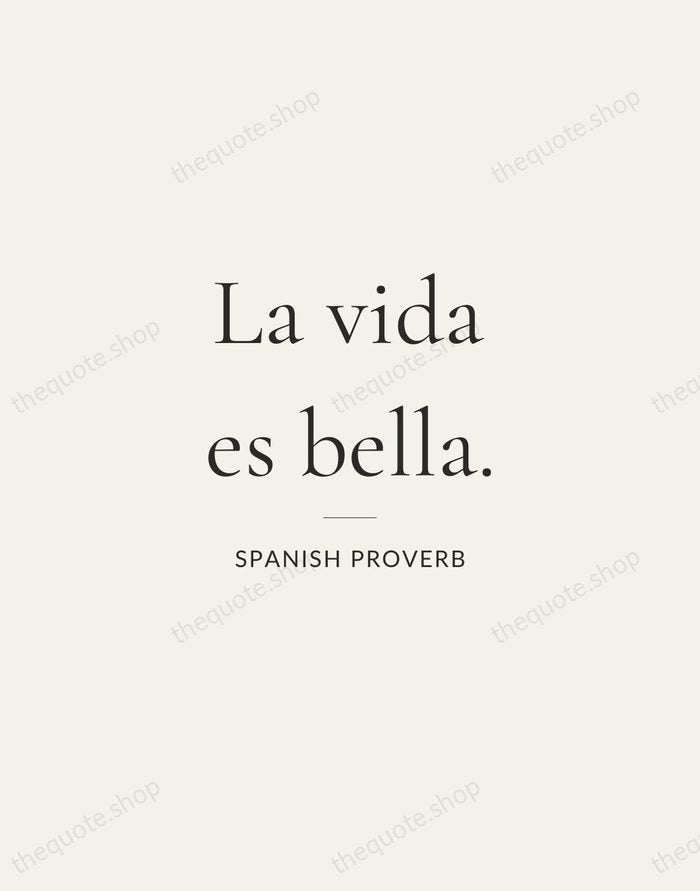 La vida es bella. — Spanish Proverb — Gallery Rule