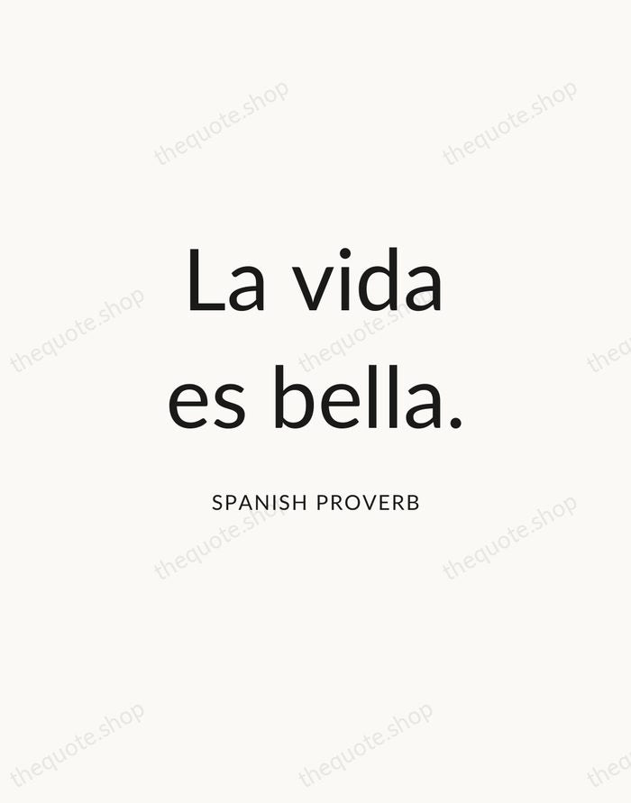 La vida es bella. — Spanish Proverb — Modern Sans Calm