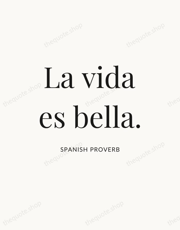 La vida es bella. — Spanish Proverb — Statement Serif