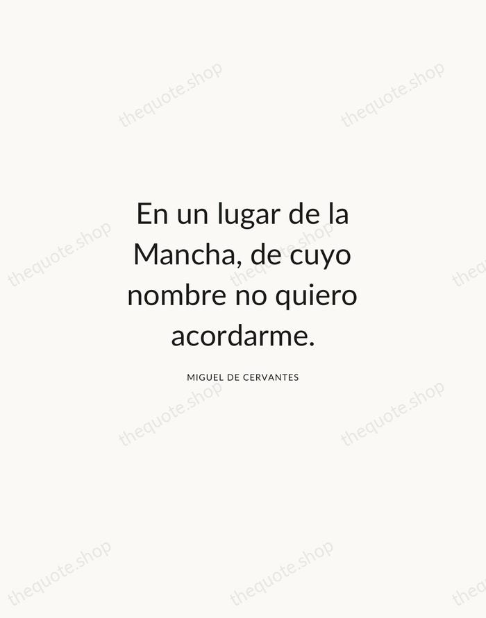 En un lugar de la Mancha, de cuyo nombre no quiero acordarme. — Miguel de Cervantes — Modern Sans Calm