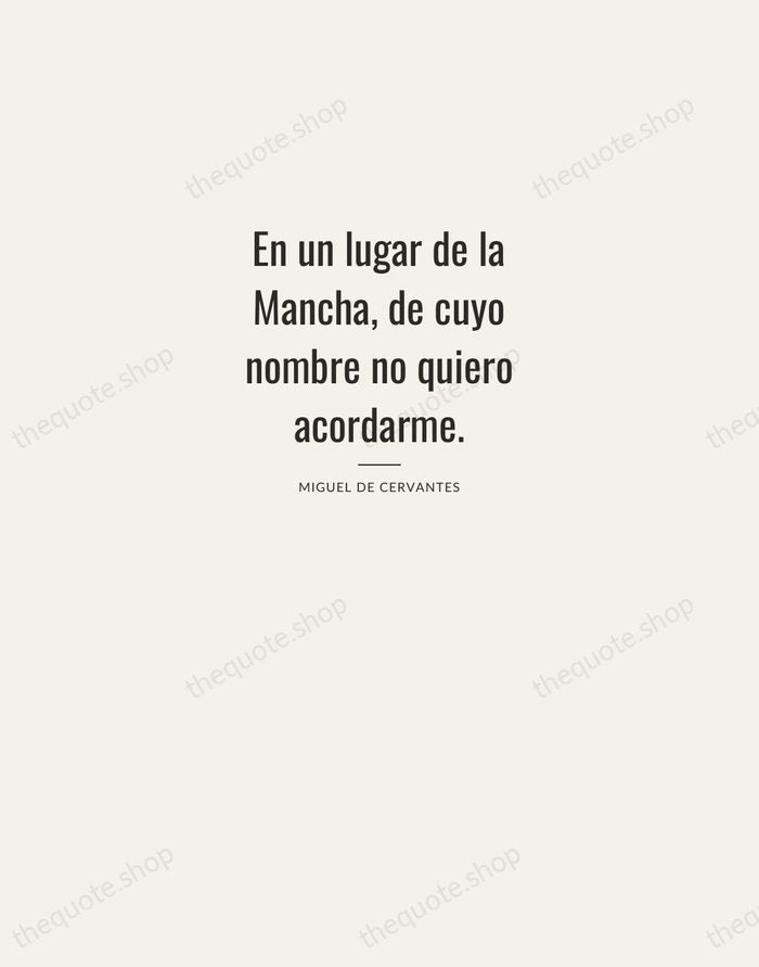 En un lugar de la Mancha, de cuyo nombre no quiero acordarme. — Miguel de Cervantes — Letterpress Caps