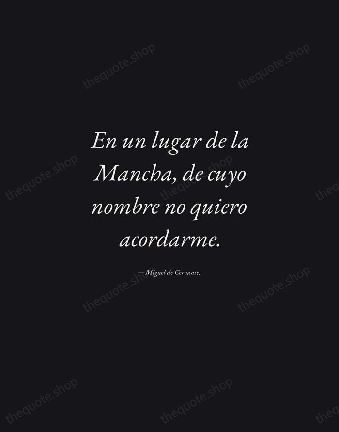 En un lugar de la Mancha, de cuyo nombre no quiero acordarme. — Miguel de Cervantes — Manuscript Italic