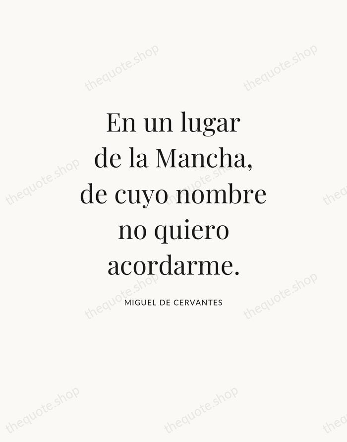En un lugar de la Mancha, de cuyo nombre no quiero acordarme. — Miguel de Cervantes — Statement Serif