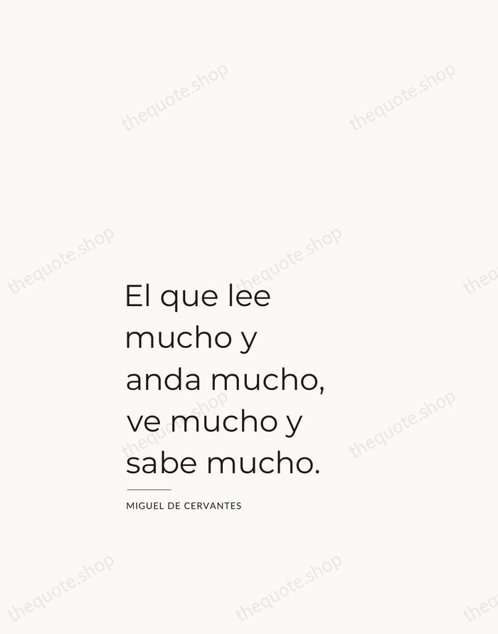 El que lee mucho y anda mucho, ve mucho y sabe mucho. — Miguel de Cervantes — Studio Left