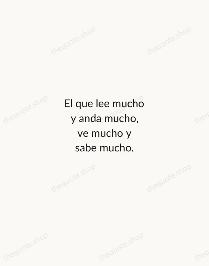 El que lee mucho y anda mucho, ve mucho y sabe mucho. — Miguel de Cervantes — Minimal Unsigned