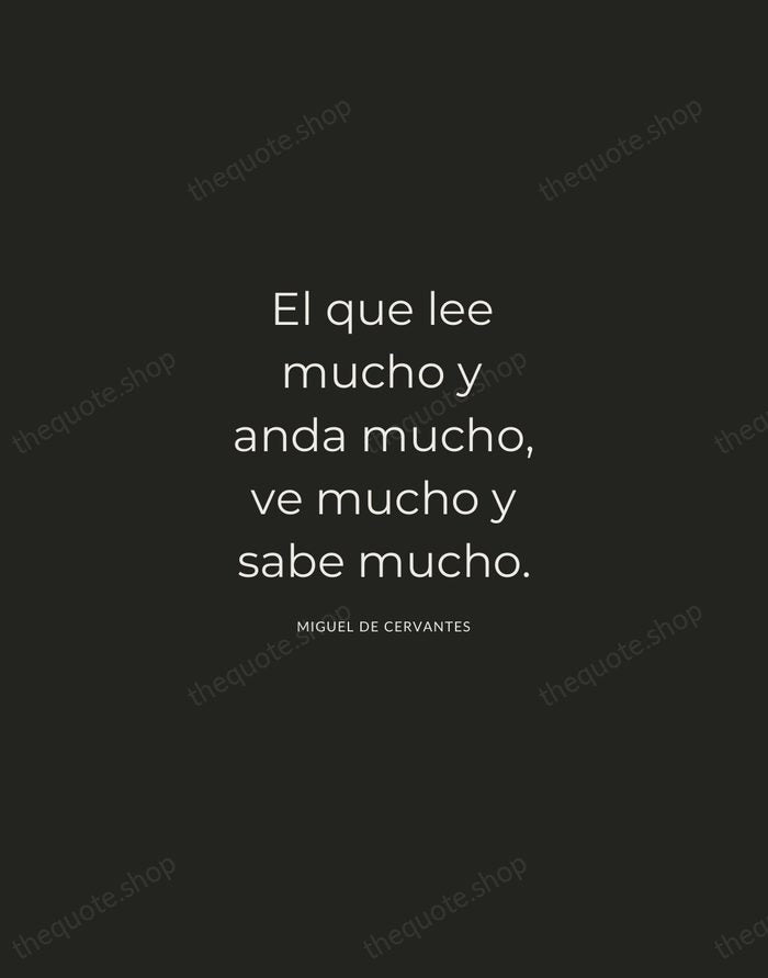 El que lee mucho y anda mucho, ve mucho y sabe mucho. — Miguel de Cervantes — Charcoal Sans