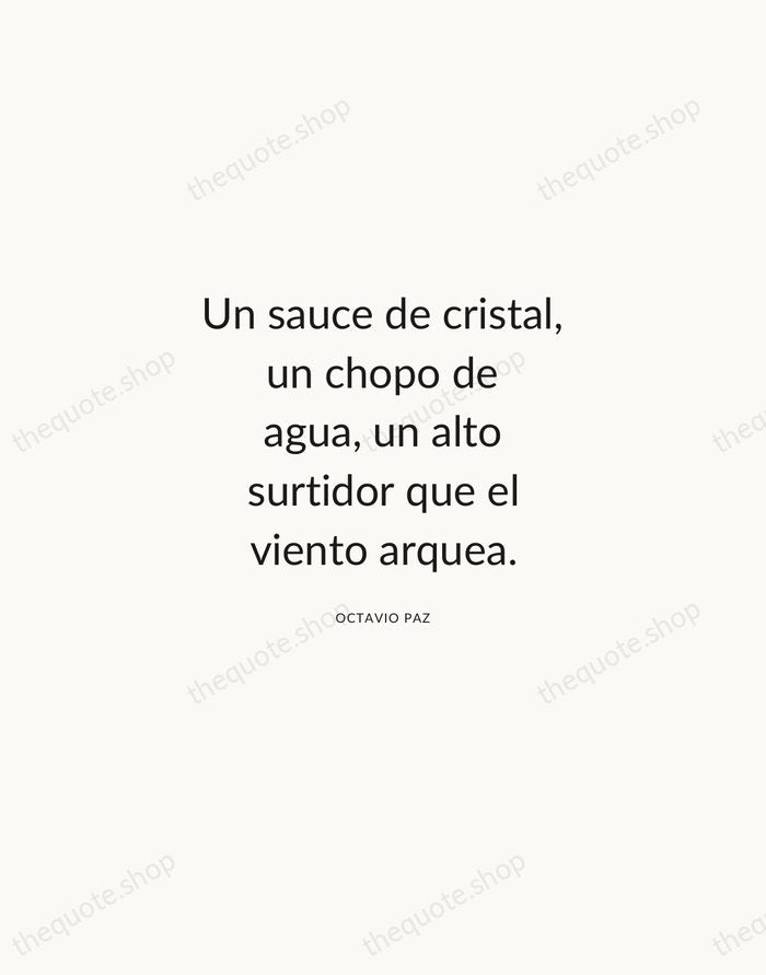 Un sauce de cristal, un chopo de agua, un alto surtidor que… — Octavio Paz — Modern Sans Calm