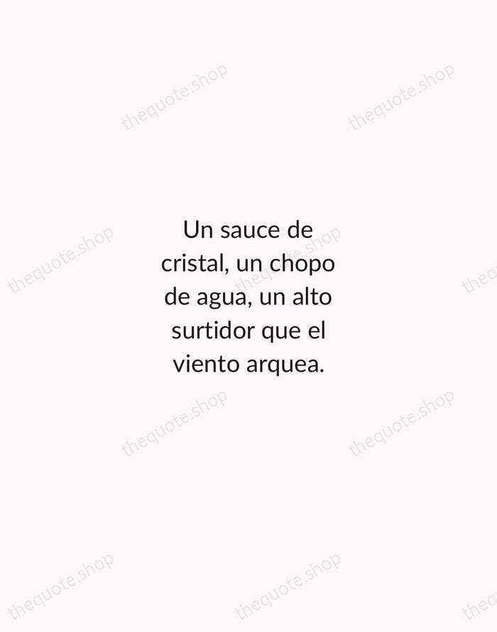 Un sauce de cristal, un chopo de agua, un alto surtidor que… — Octavio Paz — Minimal Unsigned