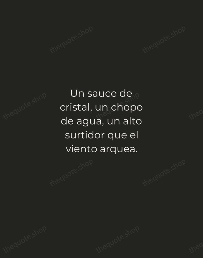 Un sauce de cristal, un chopo de agua, un alto surtidor que… — Octavio Paz — Tracked Caps Unsigned