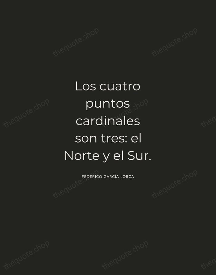 Los cuatro puntos cardinales son tres: el Norte y el Sur. — Federico García Lorca — Charcoal Sans