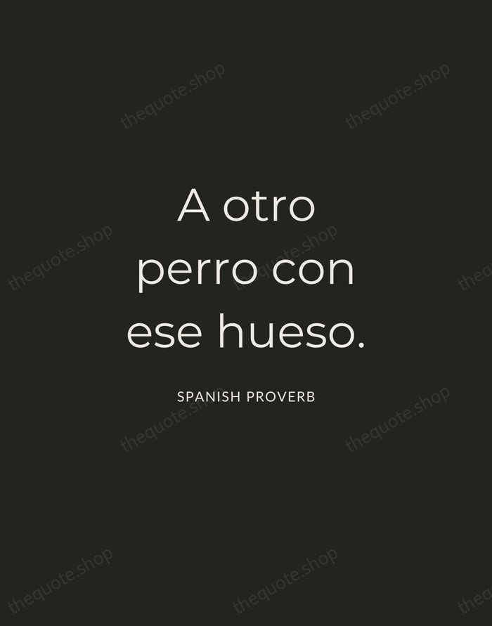 A otro perro con ese hueso. — Spanish Proverb — Charcoal Sans