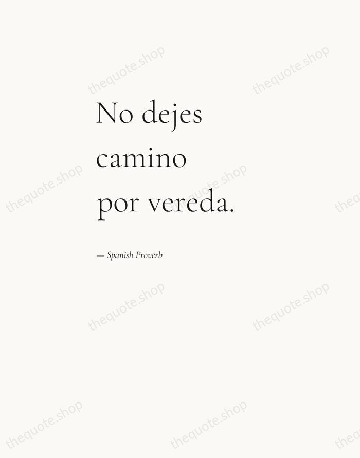 No dejes camino por vereda. — Spanish Proverb — Editorial Left Serif