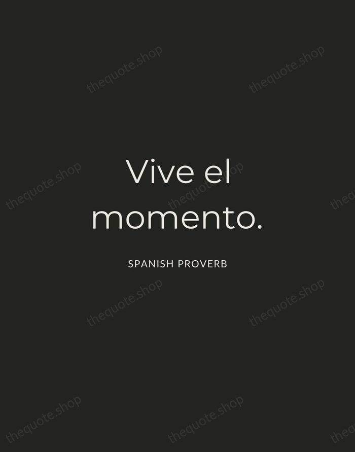 Vive el momento. — Spanish Proverb — Charcoal Sans
