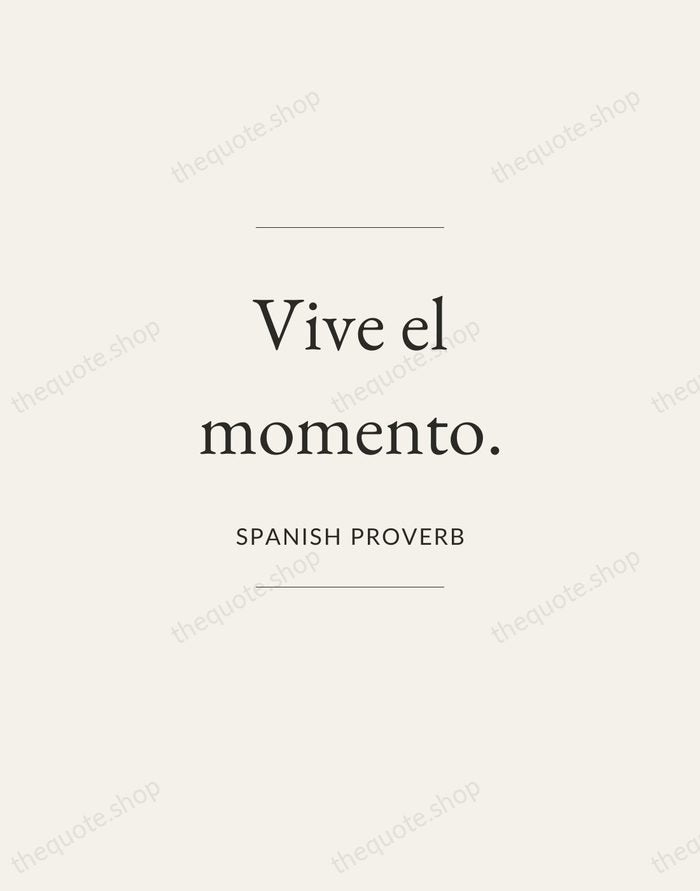 Vive el momento. — Spanish Proverb — Gallery Frame