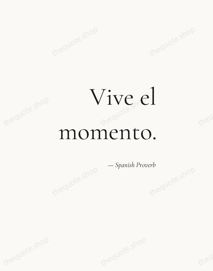 Vive el momento. — Spanish Proverb — Soft Serif Right