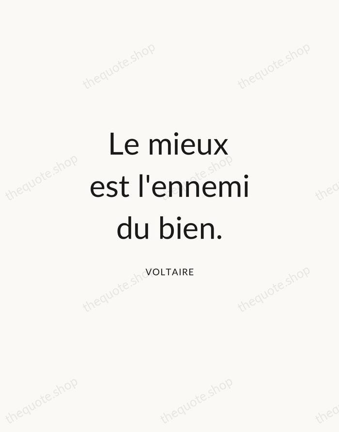 Le mieux est l'ennemi du bien. — Voltaire — Modern Sans Calm