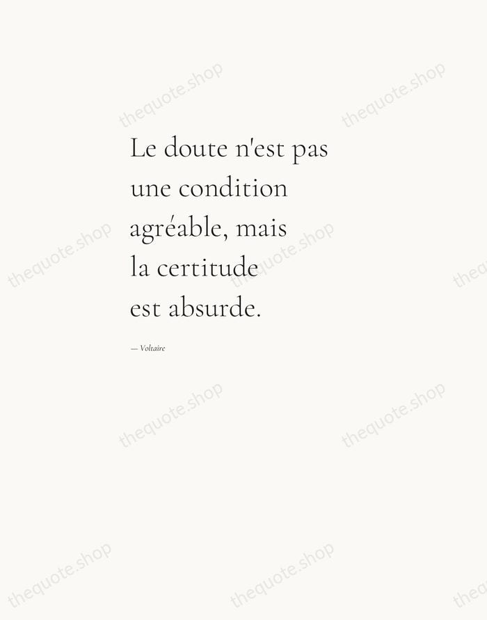 Le doute n'est pas une condition agréable, mais la certitude est absurde. — Voltaire — Editorial Left Serif
