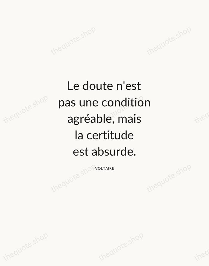 Le doute n'est pas une condition agréable, mais la certitude est absurde. — Voltaire — Modern Sans Calm